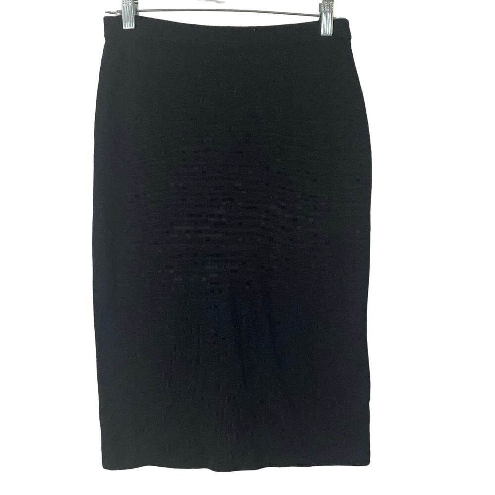 Vintage Midi Knit Skirt Womens Medium Black Form Fitting